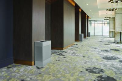 Designer Line Silhouettes Waste Receptacle, 22.5 gal, Steel, Silver Metallic