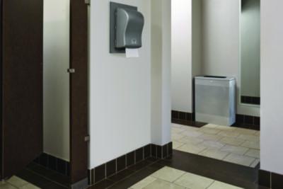 Designer Line Silhouettes Waste Receptacle, 22.5 gal, Steel, Silver Metallic