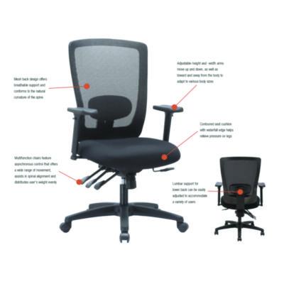 Alera Envy Series Mesh Mid-Back Multifunction Chair, Supports Up to 250 lb, 17