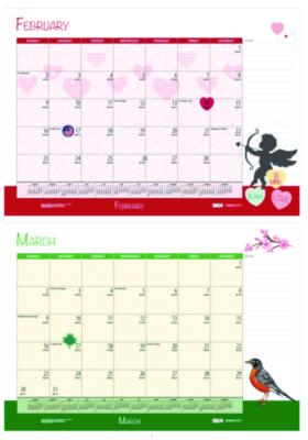 Academic Year Recycled Desk Pad Calendar, Illustrated Seasons Artwork, 22 x 17, Black Binding, 12-Month (July-June):2024-2025