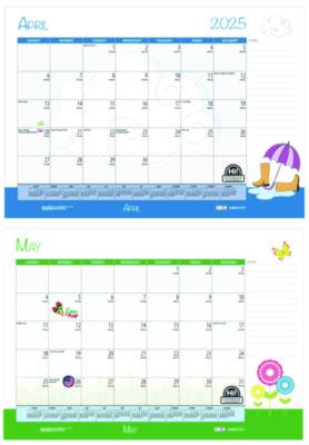 Academic Year Recycled Desk Pad Calendar, Illustrated Seasons Artwork, 22 x 17, Black Binding, 12-Month (July-June):2024-2025