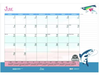 Academic Year Recycled Desk Pad Calendar, Illustrated Seasons Artwork, 22 x 17, Black Binding, 12-Month (July-June):2024-2025