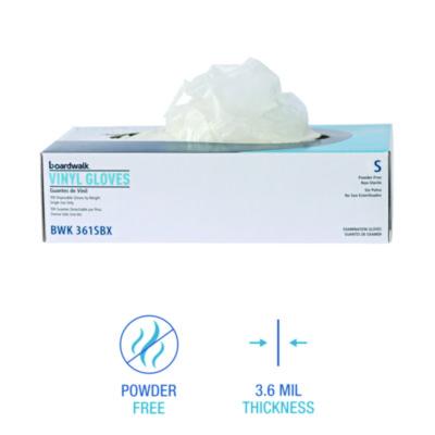 Exam Vinyl Gloves, Powder/Latex-Free, 3 3/5 mil, Clear, Small, 100/Box