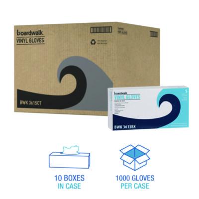 Exam Vinyl Gloves, Clear, Small, 3 3/5 mil, 100/Box, 10 Boxes/Carton