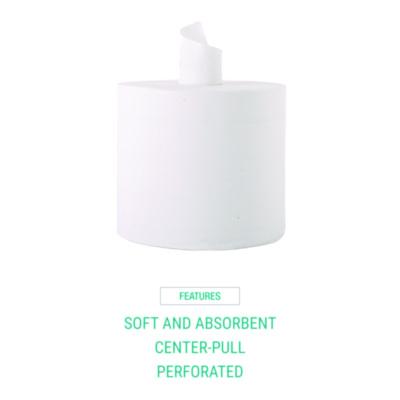 Center-Flow Perforated Paper Towel Roll, 7.3 x 15, White, 6 Rolls/Carton