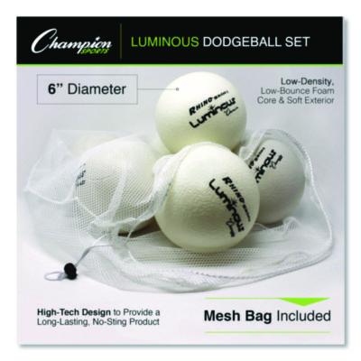 Champion Sports Rhino Skin Luminous Dodgeball Set, 6.3" Diameter, 6/Set (CSIRXLUMSET) CSIRXLUMSET