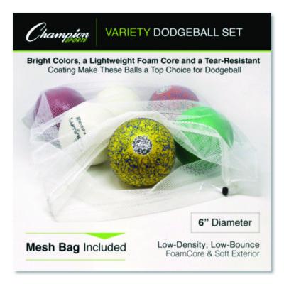 Champion Sports Rhino Skin Variety Dodgeball Set, 6.3" Diameter, Luminous/Spider/ThermoGrip, 6/Set (CSIRXVARIETYSET) CSIRXVARIETYSET