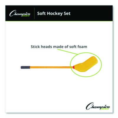 Champion Sports Rhino Soft Hockey Set, 30" Long, (10) Sticks/7" Ball/4" Puck (CSIHS10SET) CSIHS10SET