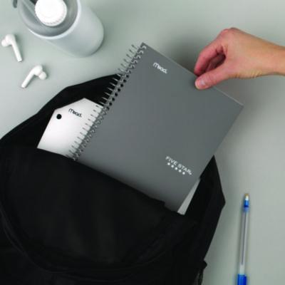 Wirebound Notebook, 5-Subject, Medium/College Rule, Randomly Assorted Cover Color, (150) 9.5 x 7.25 Sheets