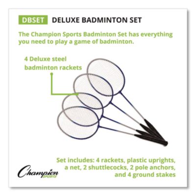 Champion Sports Deluxe Badminton Set, 20 ft Net with 4 Rackets, 2 Shuttlecocks (CSIDBSET) CSIDBSET
