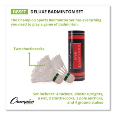 Champion Sports Deluxe Badminton Set, 20 ft Net with 4 Rackets, 2 Shuttlecocks (CSIDBSET) CSIDBSET