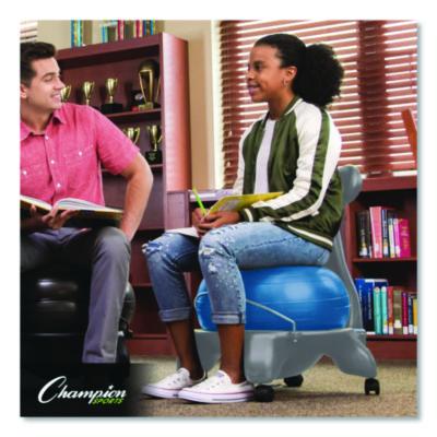 Champion Sports Kid%27s Ball Chair, Supports Up to 264 lb, 12.5" Seat Height, Blue Seat, Silver Base (CSIKDCH) CSIKDCH