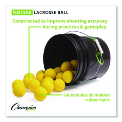 Champion Sports Bucket of Lacrosse Balls, Regulation Size, Yellow, 36 Balls/Bucket (CSILBYN36) CSILBYN36