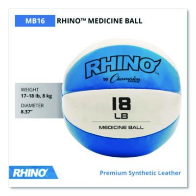 Champion Sports Rhino Leather Medicine Ball, 18 lb, Teal/White (CSIMB16) CSIMB16