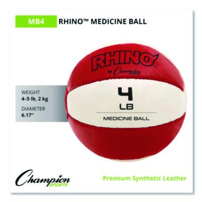 Champion Sports Rhino Leather Medicine Ball, 4 lb, Red/White (CSIMB4) CSIMB4