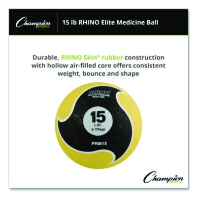 Champion Sports Rhino Elite Medicine Ball, 15 lb, Yellow (CSIPRM15) CSIPRM15
