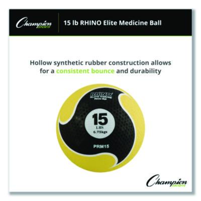 Champion Sports Rhino Elite Medicine Ball, 15 lb, Yellow (CSIPRM15) CSIPRM15