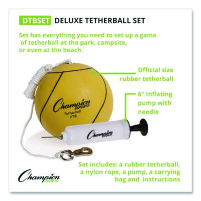 Champion Sports Deluxe Tether Ball Set, Tetherball/102" Cord/(4) 24" Telescoping Poles/Carry Bag/Pump with Needle (CSIDTBSET) CSIDTBSET