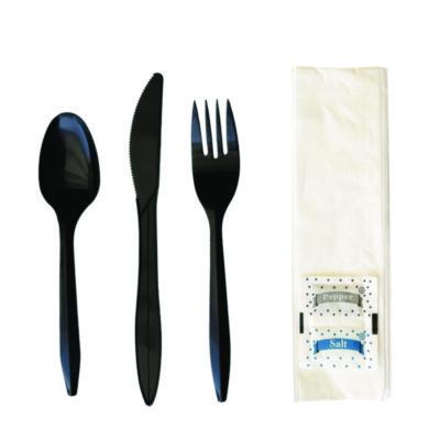 Six-Piece Cutlery Kit, Mediumweight, Fork/Knife/Napkin/Pepper/Salt/Spoon, 5.86