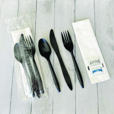 Six-Piece Cutlery Kit, Mediumweight, Fork/Knife/Napkin/Pepper/Salt/Spoon, 5.86