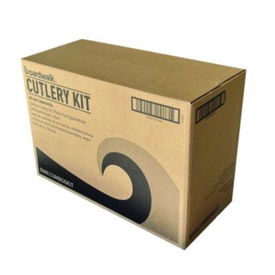 Boardwalk Six-Piece Cutlery Kit, Mediumweight, Fork/Knife/Napkin/Pepper/Salt/Spoon, 5.86", Plastic, Black, 250/Carton (BWKCOMBO6KIT) BWKCOMBO6KIT