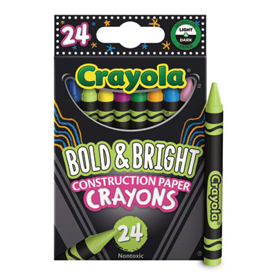 Bold and Bright Construction Paper Crayons, Assorted Colors, 24/Box