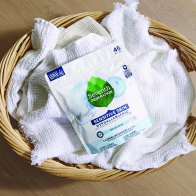 Natural Laundry Detergent Packs, Powder, Unscented, 45 Packets/pack