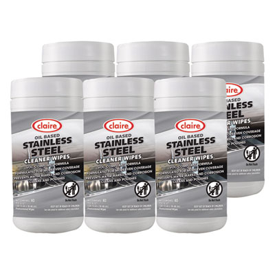 Stainless Steel Cleaner Wipes, 9.5 x 12, Citrus, Purple, 40 Wipes/Canister, 6 Canisters/Carton