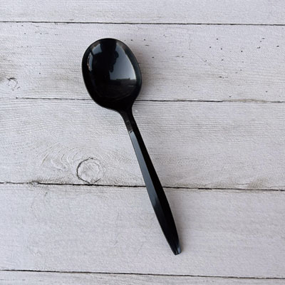 Mediumweight Polypropylene Cutlery, Soup Spoon, Plastic, Black, 1,000/Carton