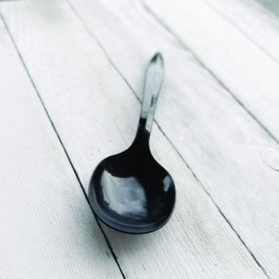 Mediumweight Polypropylene Cutlery, Soup Spoon, Plastic, Black, 1,000/Carton