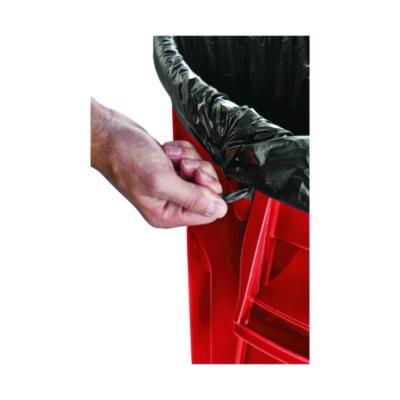 Vented Round Brute Container, 55 gal, Plastic, Red, 3/Carton