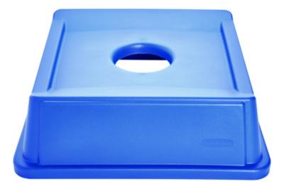 Untouchable Bottle and Can Recycling Top, Round Opening, 20.13w x 20.13d x 6.25h, Blue
