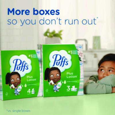 Plus Lotion Facial Tissue, 2-Ply, White, 124 Sheets/Box, 24 Boxes/Carton