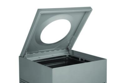 Designer Line Silhouettes Waste Receptacle, 16 gal, Steel, Silver Metallic