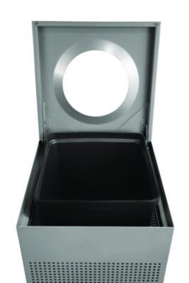 Designer Line Silhouettes Waste Receptacle, 16 gal, Steel, Silver Metallic