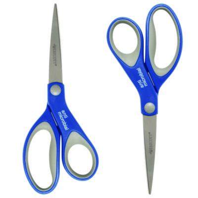 Westcott Scissors with Antimicrobial Protection, 8" Long, 3.25" Cut Length, Straight Blue/Gray Handle, 2/Pack (ACM17836) ACM17836