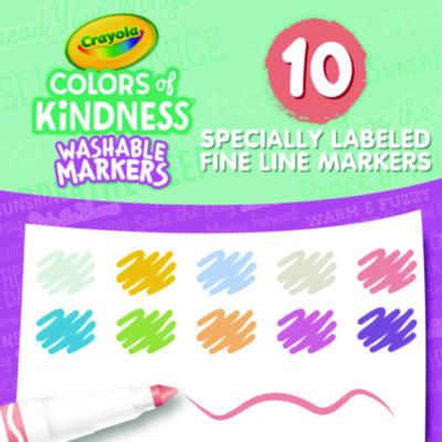 Crayola Colors of Kindness Fine Line Washable Markers, Fine Bullet Tip, Assorted Colors, 10/Box (CYO587807) CYO587807