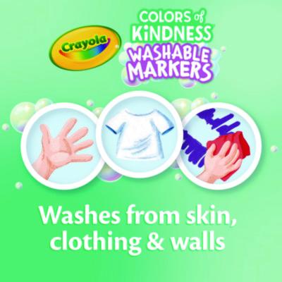 Colors of Kindness Fine Line Washable Markers, Fine Bullet Tip, Assorted Colors, 10/Box