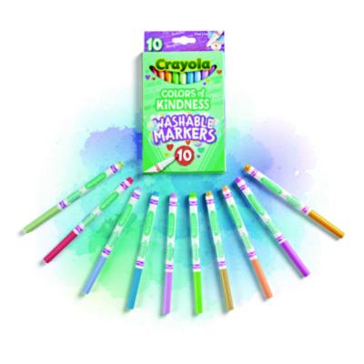 Colors of Kindness Fine Line Washable Markers, Fine Bullet Tip, Assorted Colors, 10/Box