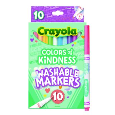 Colors of Kindness Fine Line Washable Markers, Fine Bullet Tip, Assorted Colors, 10/Box