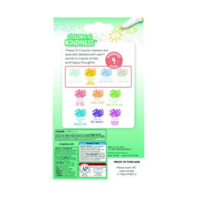 Colors of Kindness Fine Line Washable Markers, Fine Bullet Tip, Assorted Colors, 10/Box