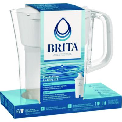 Small 6-Cup Water Filter Pitcher with 1 Standard Filter, Bright White/Clear, 2/Carton