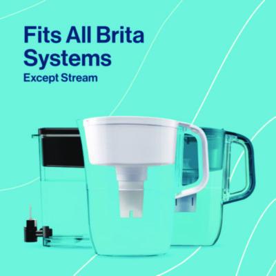 Small 6-Cup Water Filter Pitcher with 1 Standard Filter, Bright White/Clear, 2/Carton