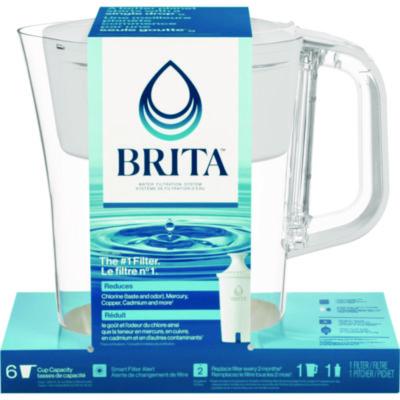 Small 6-Cup Water Filter Pitcher with 1 Standard Filter, Bright White/Clear