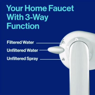 Water Faucet Mount Filtration System, Filter Change Reminder, White