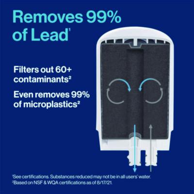 Water Faucet Mount Filtration System with 1 Elite Advanced Replacement Filter, White, 4/Carton