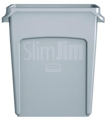 Trash Can: 16 gal, Rectangle, Gray
