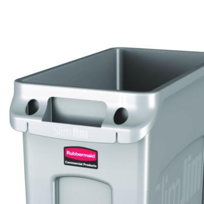 Trash Can: 16 gal, Rectangle, Gray
