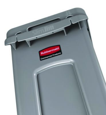 Trash Can: 16 gal, Rectangle, Gray