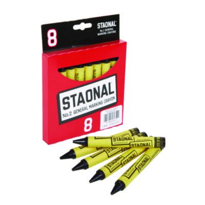 Staonal Marking Crayons, Black, 8/Box